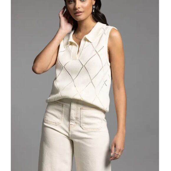 Weekend Women's T2088SWDG Size Small Cream Pullover Knit Top Sleeveless - Picture 1 of 8